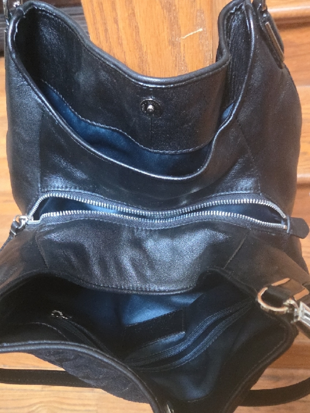 Coach Black Leopard-Print Shoulder Bag with Shimmer - Picture 4 of 5